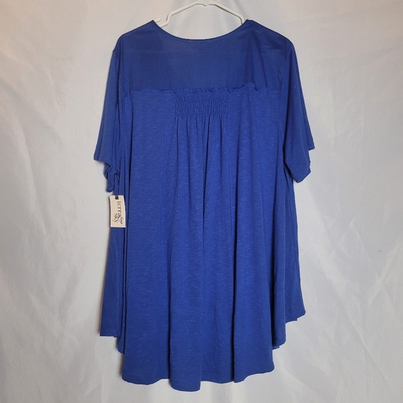 Terra & Sky Women's Royal Blue Button Front Short Sleeve Tunic Size 2X NWT - Picture 7 of 12